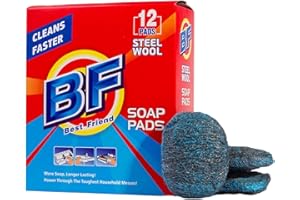 BOSSETY Tampon Jex avec Savon en Laine d'acier 12 Pcs Poussions De Laine en Acier Easy Nettoyage éPoudeur RéUtilisable Absorbant Absorbant Et Mousse Riches en Laine en RéAlité