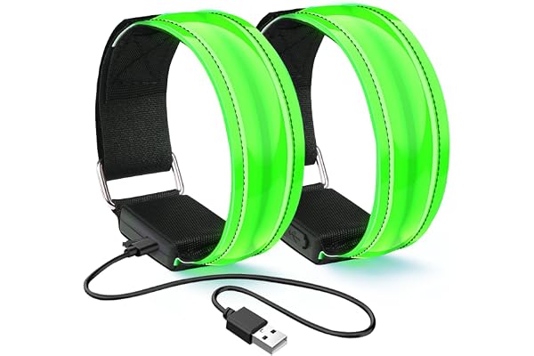 flintronic Brassards Lumineux à LED, Brassard de Course Réfléchissant LED Running, Bande Clignotant Réglable Bracelet Lumineux LED de Sécurité, Bracelets de Sport Lumineux
