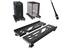 Hmseng Support pc sous Bureau, Universel réglable Support unité Centrale, Support Tour pc avec verrouillables roulettes-Noir