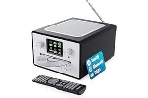 Internet Radio CD Player with DAB+ | Bluetooth, Spotify Connect, Podcasts | FM Radio, Dual Alarm, 90 Presets | Custom EQ Settings | Full Colour LED Display & Remote Control | MAJORITY Homerton (Black)