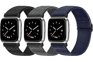 FAKBKE 3 Pack Elastic Nylon Strap Compatible with Fitbit Versa 2/ Fitbit Versa/Fitbit Versa Lite Women Men, Soft Stretchy Wristbands Loop Sports Replacement band for Fitbit Versa 2/Versa/Versa Lite