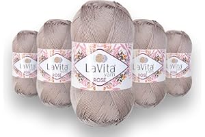 LaVita Yarn Rose 7121 - Hilo para tejer a mano, paquete de 5 unidades, 100% hilo acrílico, hilo de efecto sedoso, ganchillo y encaje, 1 ovillo de 100 g, 350 m
