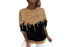 Cocila Tops for Women UK Womens Sparkly Sequin Long Sleeve Asymmetrical Festival Party Tops Elegant Casual V/O Neck Shirts Pullover Loose Tunic Tops Ladies Glitter Shimmer Blouse Sale Clearance