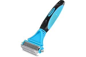 Morpilot Dog & Cat Brush - 23+12 Double Sided Deshedding Tool, Undercoat Rake & Slicker Brush, Grooming Comb Dematting Tool for Long Hair Pets, Reduces Hair Loss by up to 90%