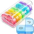 Weekly Pill Organizer 2 Times a Day with Same-Side Large Opening for Easy Filling & Retrieving, Color Tracking 7 Day AM PM Pill Box with Large BPA Free Pill Case for Vitamins, Fish Oils, Supplements