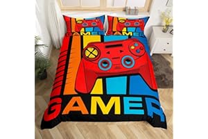 Loussiesd Gamepad Bettbezug Set Gamer Bettwäsche Set 135X200cm Teens Videospielbetten Set für Jugendliche Kinder Jungen Modern Game Controller Hero Style Buntes Raumdekor 2St