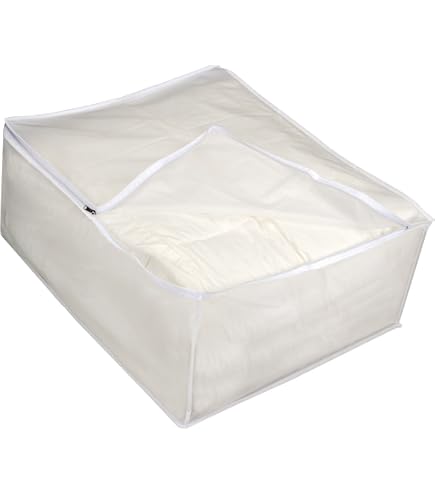 Housse De Rangement Translucide Rayen 45x103x16 Cm - PVA, Zip, Résille Respirante, Pour Vêtements, Couvertures