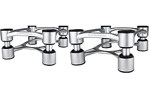 IsoAcoustics Aperta-Serie mit Lautsprecherstativen, schwingungsdämpfend, mit einstellbarer Neigung: Aperta200 (20 x 25.4 cm), silber, Paar