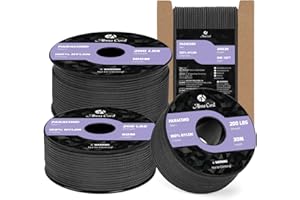 Abma Cord Paracord 2mm 50m Corda Nylon 3 Fili Tipo I Corda Paracord per Fai da te, Campeggio, Attività All'aperto - Max. 90kg (200lbs) - Nero