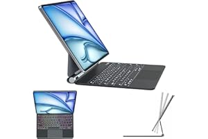 TECHGEAR Keyboard Case for Apple iPad Air 13" 2025/2024, Magnetic Floating Stand, Precision Multi-Touch Trackpad, 7 Color Backlight, QWERTY, for iPad Pro 12.9 inches 2018-2022 (3/4/5/6 Generation)