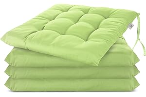 Brandsseller Lot de 4 Coussin de Chaise 40x40 cm Coussin d'assise Rembourrage de Chaise avec Fixations Décoration pour l'intérieur et l'extérieur piqué- Vert