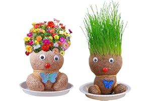 Rehmanniae Pianta Che Crescono I Capelli, Piantina Cui Crescono I Capelli,Giocattolo Per La Crescita Dei Capelli D',Ornamenti Per Desktop Decorazione Teste Di, Fioriera Con Testa Di Bambola(2)