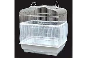 AOVNA Bird Cage Net Cover Seed Catcher Skirt Stretchy Seed Catcher Ventilate Dustproof Cover (White)