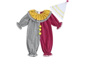 LYSINK Toddler Baby Clown Costume Funny Carnival Cosplay Outfit Contrast Color Long Sleeve Round Neck Jumpsuit