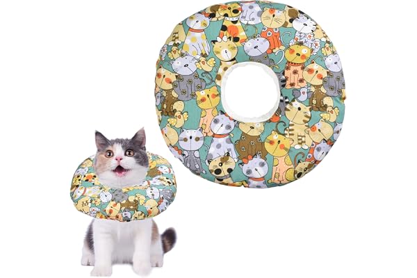 Collerettes pour Chats Réglable Collier de Récupération, Doux Collerette Chat Anti Lechage Après Chirurgie, Chat Collier de Protection Animaux Anti Morsure Protection Prévention des Infections (M)