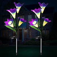 Solarlampen für Außen Garten, 2 Stück Lila Solarleuchten für Außen Solarleuchten Garten Dekoration mit Farbwechsel LED…