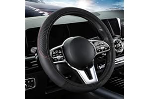 ISSIMOBER Funda Volante Coche, Universal 37-39 cm Cubierta Volante de Cuero de Microfibra, Antideslizante y sin olore, Funda para Volante Coche Transpirable, Suave Adecuado para Todas Las Estaciones (Negro)