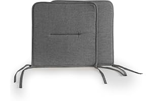 DH DREAMER HOME Cojines para Silla Usos Interior y Exterior 37x37x3cm Extra Suave Tejido Lino - Cojin de Asiento Decorativo de Poliéster Lavable Cómodos Acolchados - Gris Oscuro, Pack 2
