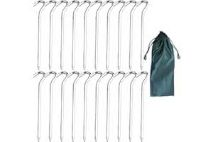 OUSUGA 20Pcs Piquetas Camping de Metal Duraderas, 180 mm x 6 mm Clavijas Camping de Aleación de Aluminio, Estacas Camping, Accesorios Tienda de Campaña para Carpa, Toldo, Toldo Caravana, Tienda Jardín