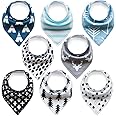 Baby Bandana Drool Bibs Baby Bibs with Snaps (8 Pack) for Boys and Girls - Super Absorbent, Soft and Modern(BC071)