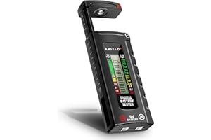 AKIELO+ Testeur de Piles Numérique – Écran LCD Facile à Lire – Aucune Pile Nécessaire – Vérificateur Universel pour Piles AA AAA C D 9V 1,5V Pile Bouton