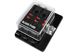 BAITHNA 6 Way DC 12~32V Blade Fuse Box Holder Fuse Block with LED Warning Light Protection Cover for Automotive Car Boat Marine Trike with Detailed Instruction Manual