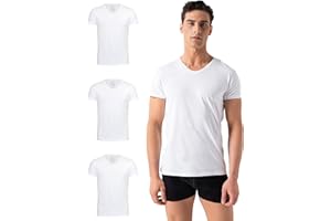 Burnell & Son Herren T-Shirt 3er Pack V-Ausschnitt Unterhemd Herren - Stretch - Kurzarm Shirt Männer aus Baumwolle Basic Slim Fit