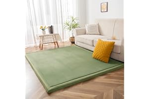 ‎BYBYME BYBYME Thickening Coral Velvet Mat Children's Rug - Extra Thick 3 cm Non-Slip Children's Soft Crawling Mat - as a Crawling Blanket Baby Play Mat (Light Green, 150 × 150 cm)