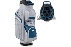 FANTASK Golfwagentasche mit 14 er Unterteilung & Tragegurt, Golfbag, leichtes Golf Cart Bag mit Regenhaube & 11 Taschen für Herren & Damen, Marineblau