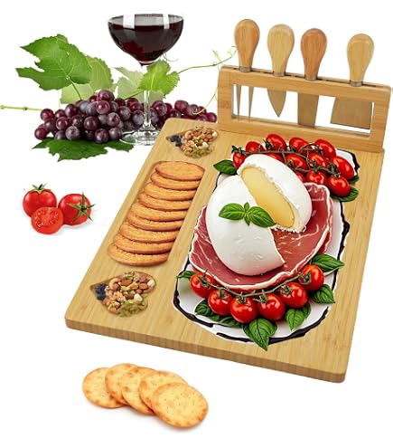 Tagliere A Forma Di Fiore In Bambù 30 Cm - Vassoio In Legno Naturale Per Pane, Formaggi E Antipasti, Con Cordino Per Appendere