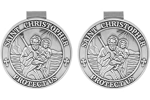 Penitue 2pcs Médailles Saint-Christophe pour Pare-Soleil de Voiture, en Alliage de Zinc Nouveau Conducteur Idéal pour La Famille et Les Amis