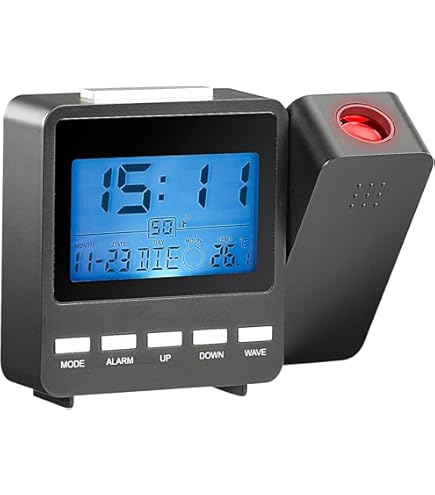 Joskeijky LED Projektionsuhr Digital - 180° Drehbar Mit Temperatur & Datum - Für Schlafzimmer
