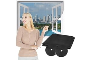 Flintronic Fly Screens for Windows, 150x180cm Insect Mesh with Hook Sticky Tape, Adjustable DIY Fibergalss Mesh Fly Screen Window, Windows Doors and Patio Screens, Keep Flies, Mosquitoes&Bugs Out