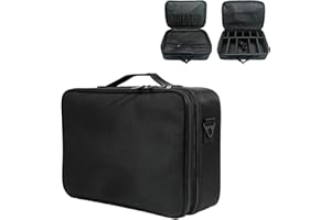 IMESHBEAN Kosmetiktasche Make up Organizer, Reise Schminktasche für Damen und Mädche, Groß Kapazität Tragbare Make Up Tasche Kosmetik Organizer mit Verstellbarem Fach (Schwarz, M)