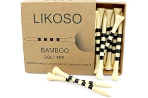 LIKOSO 3 1/4 "o 2 3/4" Tees de Golf de Madera Paquete de Tees de bambú de 30, 70 mm o 83 mm Disponibles