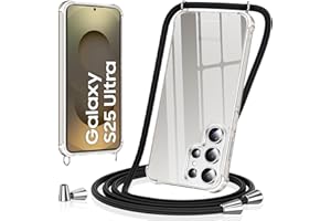 Vauki handyband für Samsung Galaxy S25 Ultra Hülle mit Band Handyhülle Silikon Transparent zum Umhängen Stoßfest mit Kordel Necklace Schnur TPU Bumper Case Samsung S25 Ultra, Schwarz