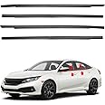 Dasbecan Weatherstrip Window Molding Trim Seal Belt Compatible with Honda Civic 4 Door Sedan 2016 2017 2018 2019 2020 2021 Replaces# 72450-TEA-T01 72410-TEA-T01 72950-TEA-T01 72910-TEA-T01 (4PCS)