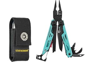 Leatherman Signal - Pince multifonctions conçue pour l’aventure, avec 19 outils dont un allume-feu, une scie et bien plus; fabriqué aux Etats-Unis, couleur vert aqua, étui en nylon inclus