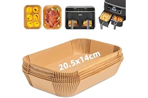 GICCTYBLE 200 Piezas Papel de Hornear para Ninja Dual Freidora de aire, 20,5x14 cm Papel Pergamino Liner Compatible con Ninja AF300EU AF400EU AF451EU AF500EU SL400EU, Cosori 8,5L, Philips 9L, Cecotec 9L