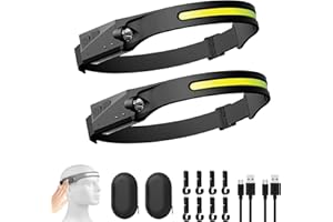 YAGEROD Luxelight Led Headtorch, Luxe Light Led Headlamp, 230° Wide Beam Rechargeable USB C Lightweight Headlamd, IPX6 Waterproof with Motion Sensor Bright 5 Modes, for Camping Running Fishing (A, 2P)