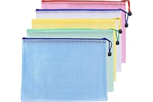 OJUSSA A4 Plastic Wallets File Folder Zip Lock Bags Document Wallet File Zipper Bags for Office Home School Supplies 5Pcs