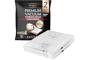 GENIE SPACE - Sacs de rangement sous vide incroyablement résistants et peu encombrants | 2 x PETIT (60x40cm) | Étanches et réutilisables | Créez 80% d'espace en plus | Pour vêtements, serviettes etc