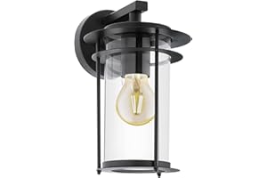 EGLO Lampa ścienna zewnętrzna Valdeo, 1 żarówka zewnętrzna lampa ścienna ze stali ocynkowanej, kolor: czarny, szkło: przezroczyste, oprawa: E27, IP44