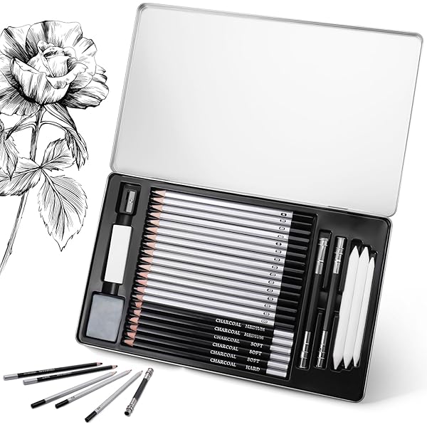 Malette Dessin Crayon Dessin Ensemble à Dessin XL - Crayons De Papier Pour Croquis Graphite & Charbon - Carnet 100 Pages, Gomme Mie De Pain, Estompe - Assortiment De Matériel Polychromos Faber