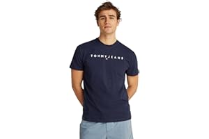 Tommy Jeans Uomo T-Shirt Maniche Corte Linear Logo Cotone