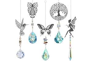 TUHNHGD 5pcs Attrape Soleil, Cristaux Decoratif, Pampilles pour Bijoux, Suncatcher Sticker Rainbow, Attrape Cristaux (1)