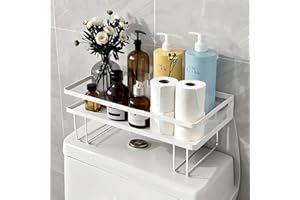 Pinkgarden Over-the-Toilet Storage Shelf, Large Capacity Bathroom Organizer, No-Drill Installation, Rust-Resistant Thick Steel, Space-Saving Over Toilet Bathroom Shelf (White, 1 Tier)