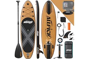 ALLPICK Premium SUP Board Set, Stand Up Paddling Board Aufblasbar, Mit Universal Kamerahalterung, Komplettes Zubehör, Verstellbares Paddel, Anfänger, Fortgeschrittene, 180kg