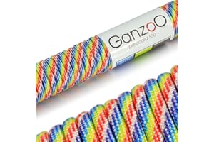 Ganzoo Paracorde 550, 4mm Corde, 30 Mètres, Polyester, Type 3-7 brins intérieurs, Le Bricolage de Laisse de Chien Collier Bracelet, Camping Survie et Outdoor Corde à Tout Faire, Rainbow