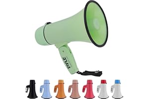 ‎PYLE Pyle Megaphon mit Sirene & Mikrofon, Signalhorn 20 Watt mit Lautsprecher, Schultergurt, Aufnahmefunktion & Aux-Anschluss, Mini Megafon Kinder & Erwachsene, Robustes Tröte Faltbar für Indoor & Outdoor